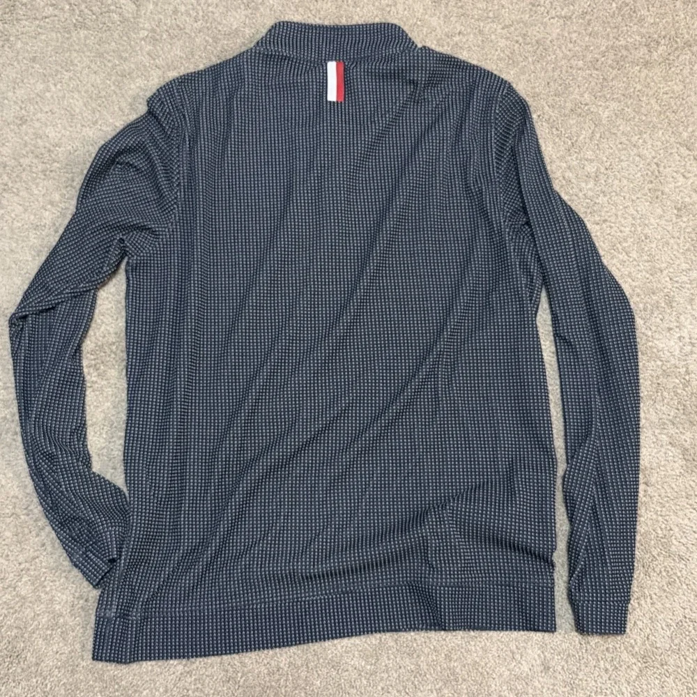 RHOBACK Golf 1/4 Zip Pullover Blue White Dot Mens Sz M Athletic Stretch